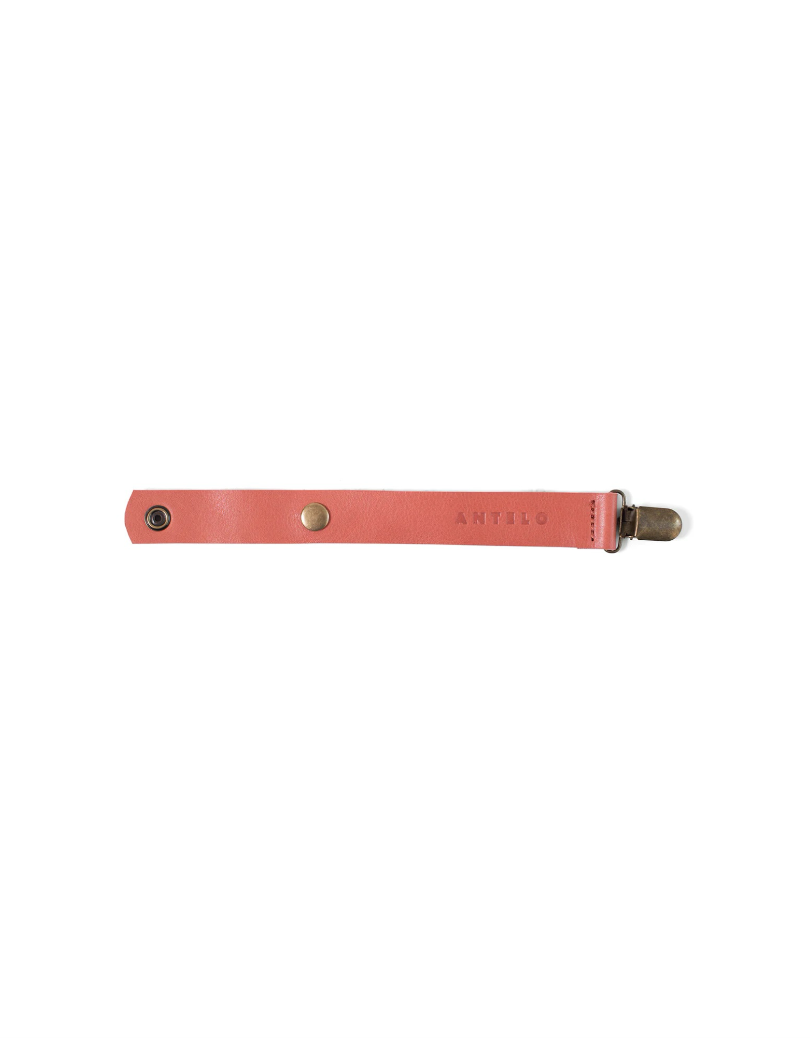 Maddie Leather Pacifier Clip in Terra Cotta