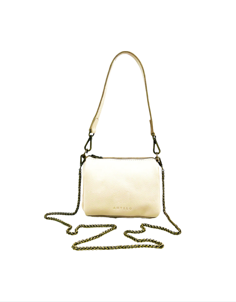 Miley Leather Micro Duffel with Chain Sling - Vanilla Frappe
