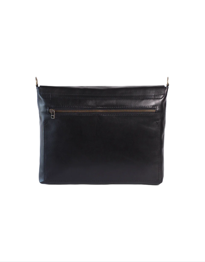 Riley 13" Minimalist Leather Laptop Sling in Black