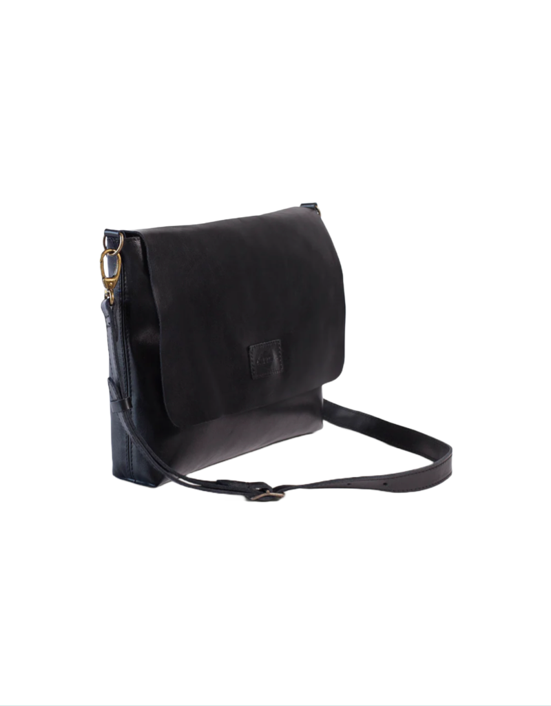 Riley 13" Minimalist Leather Laptop Sling in Black