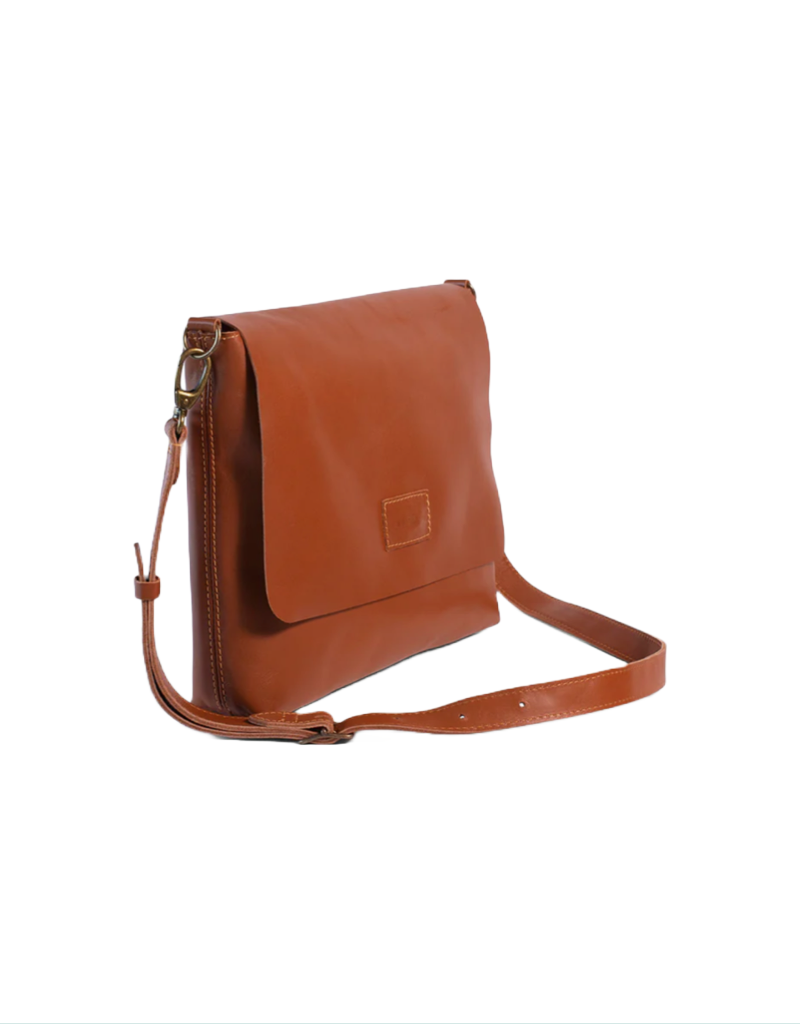 Riley 13" Minimalist Leather Laptop Sling - Cider Tan