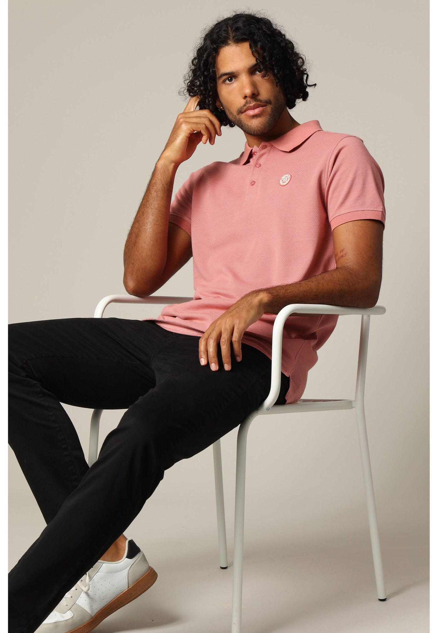 Baky Jacquard Polo in Dust Pink