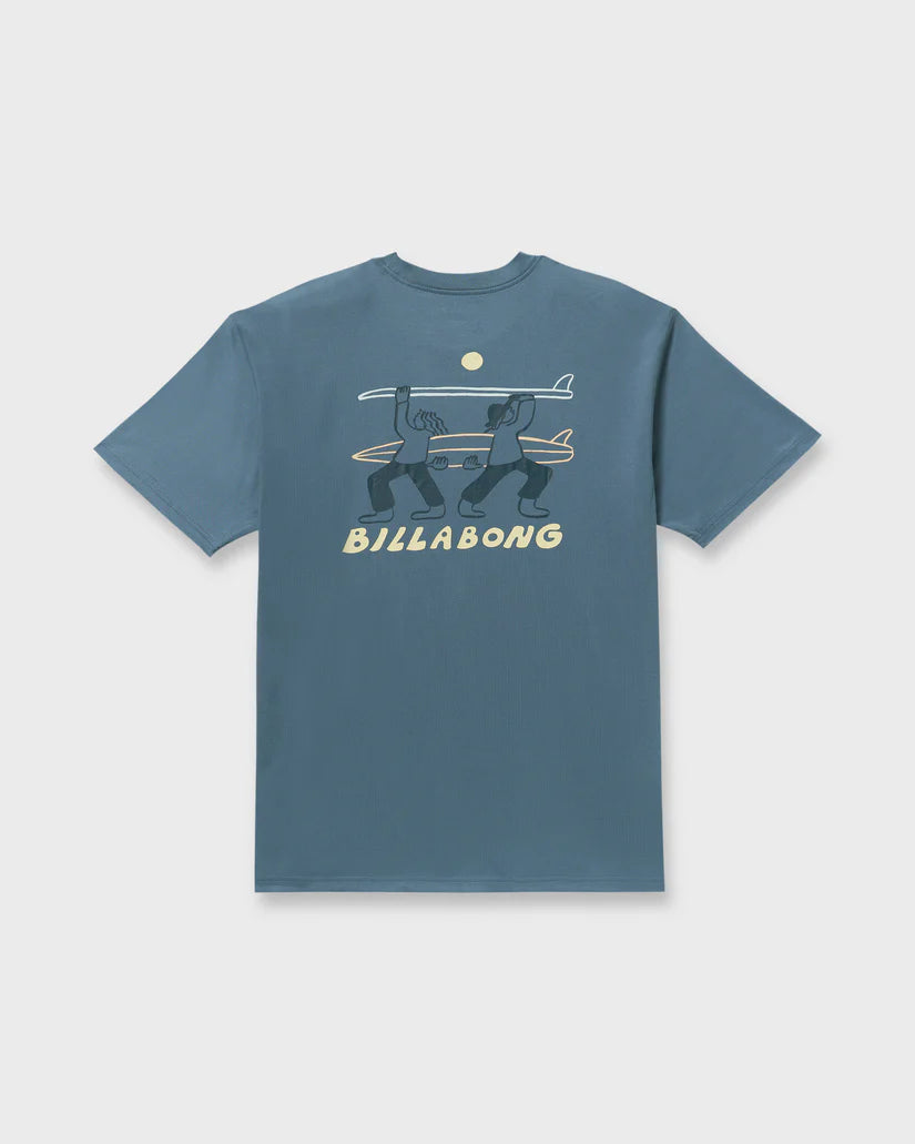 Split The Peak Tee in Steel Blue