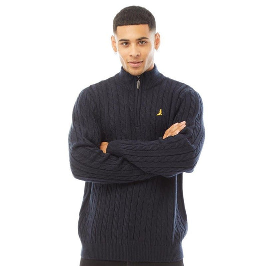 Augustan Cable Knit 1/4 Zip in Midnight Navy