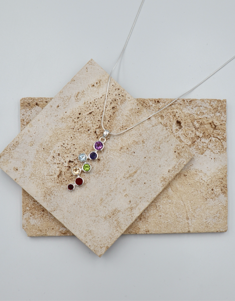 Sterling Silver Chakra Pendant on Snake Chain