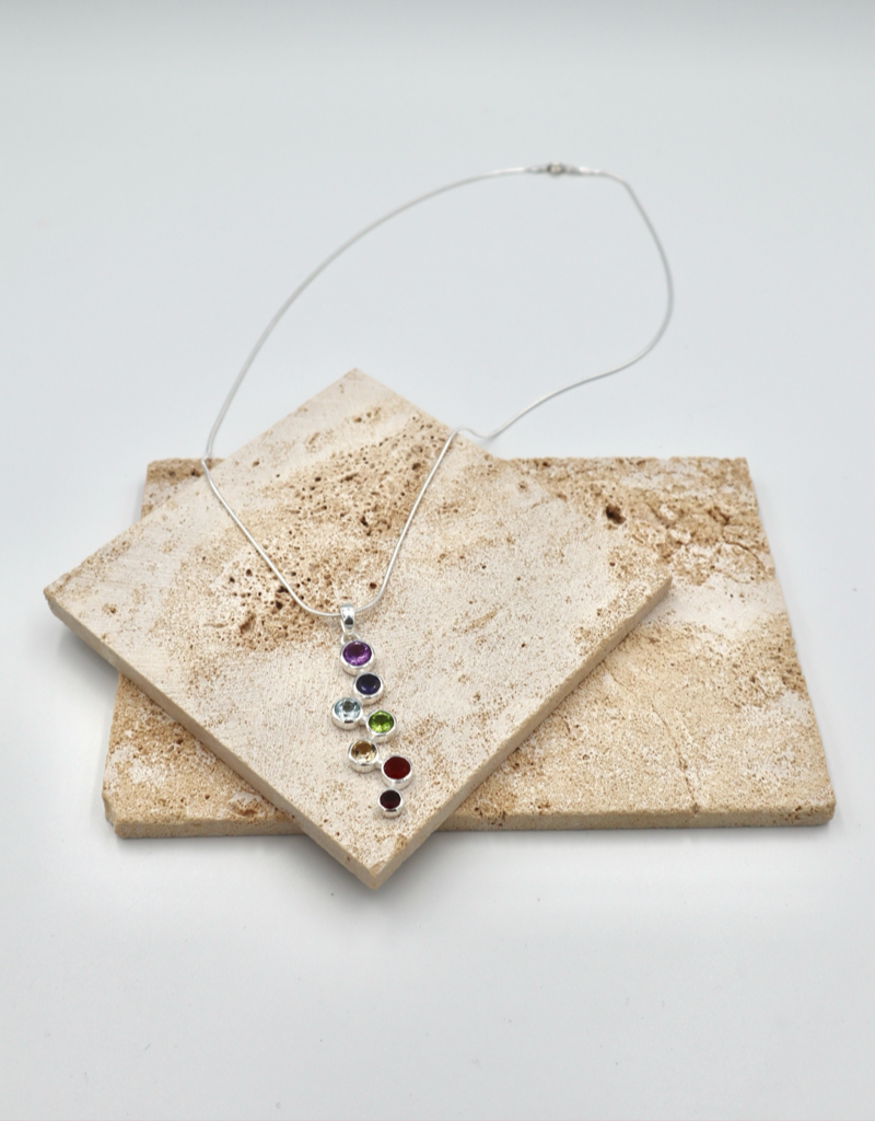 Sterling Silver Chakra Pendant on Snake Chain