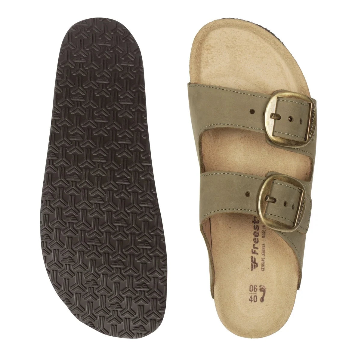 Kirsten Nubuck Corkies in Olive Green