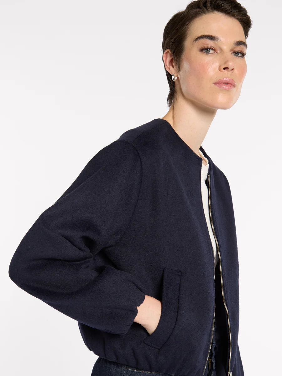Cropped Bomber Jacket in Navy