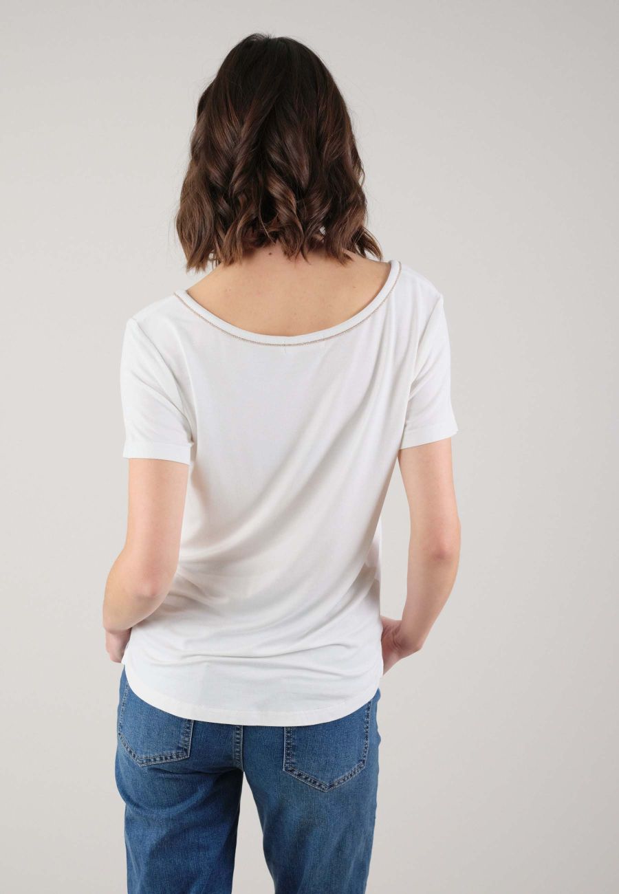 Casa V-Neck T-Shirt in Off White