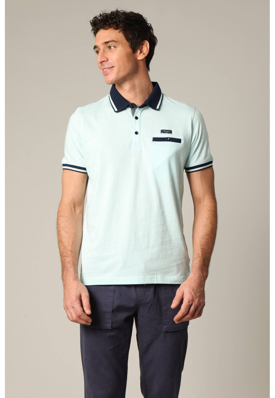 Drex Cotton Polo in Ocean