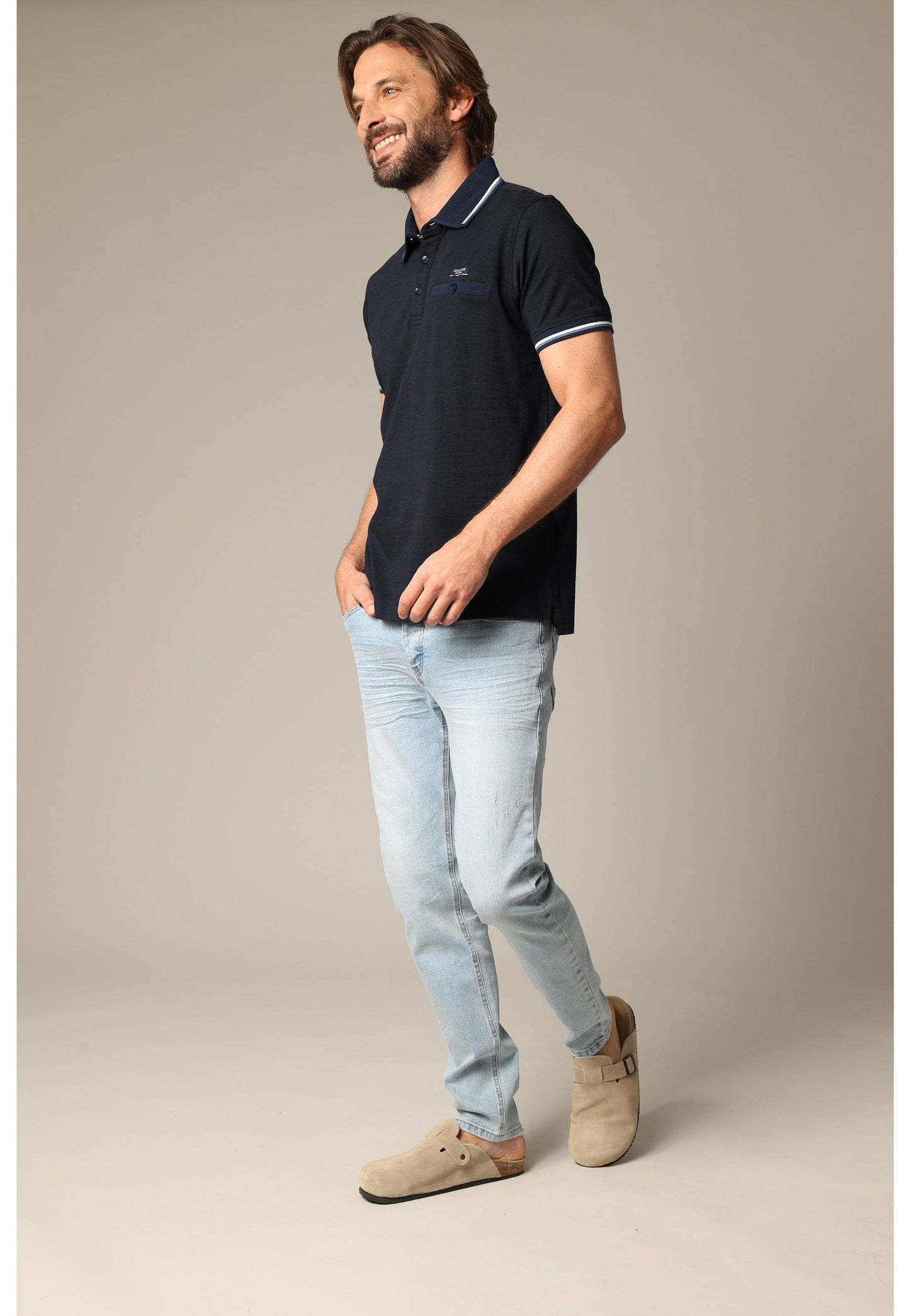 Drex Cotton Polo in Navy