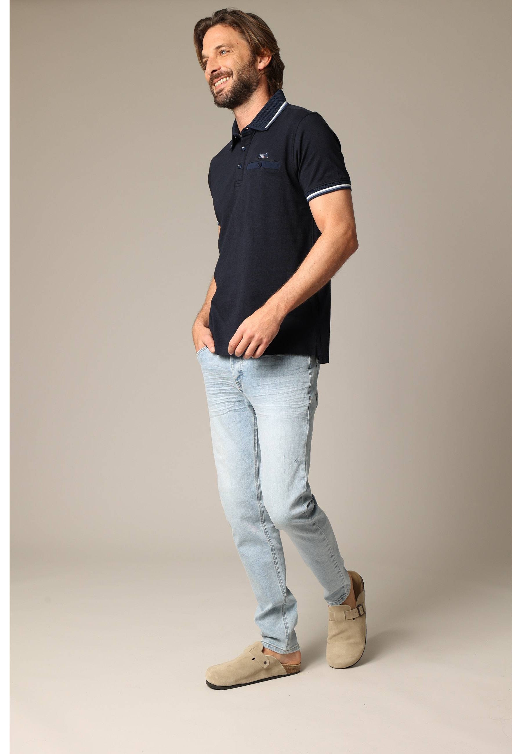 Drex Cotton Polo in Navy