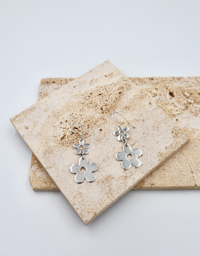 Sterling Silver Hanging Flower Earrings