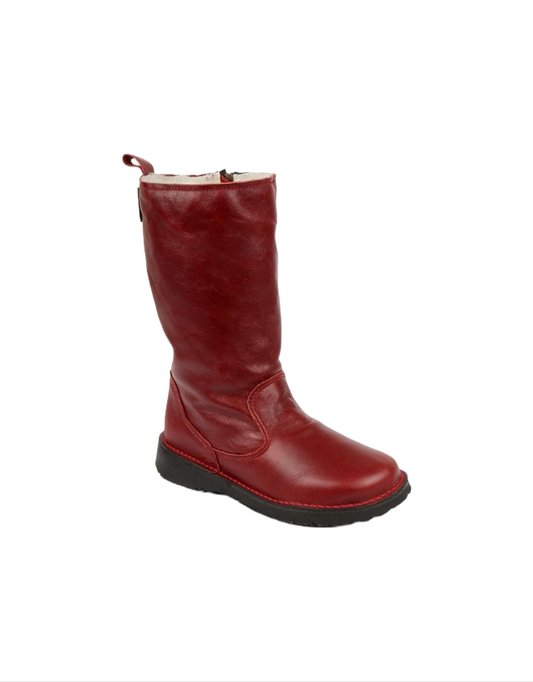 Eskimo Wool-Lined Leather Boot in Aniline Ruby Red