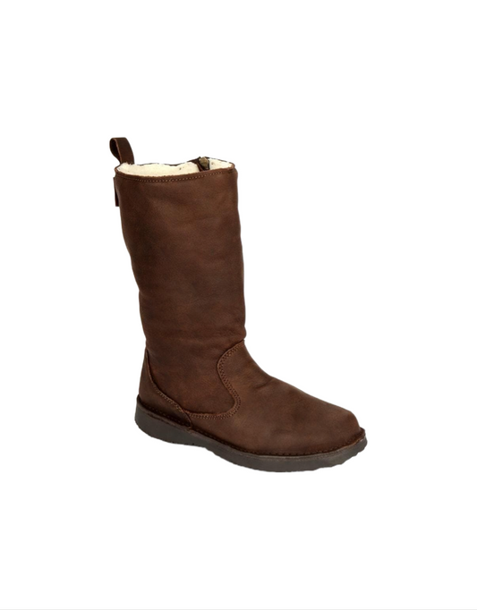 Eskimo Wool-Lined Leather Boot in Milled Waxy Brown