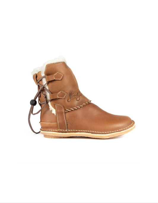 Annabelle Wool Lined Leather Boots in CrazyHorse Mocca