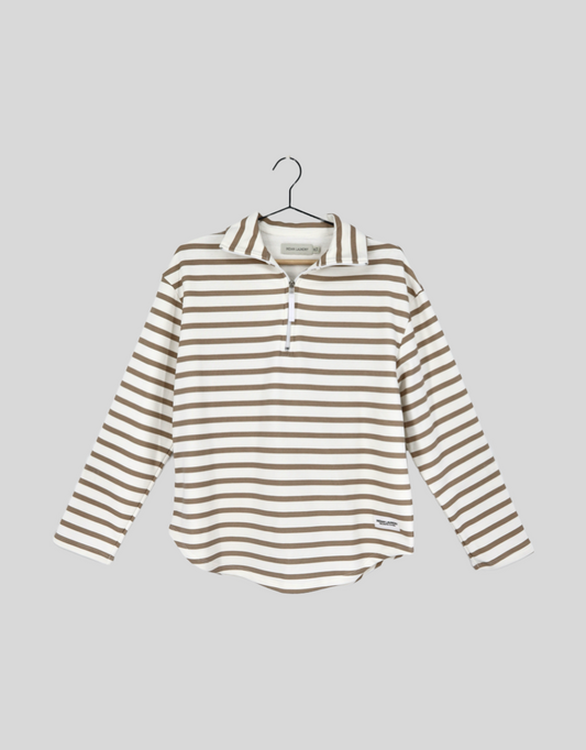 Deluxe Fleece Striped Sweater in Natural