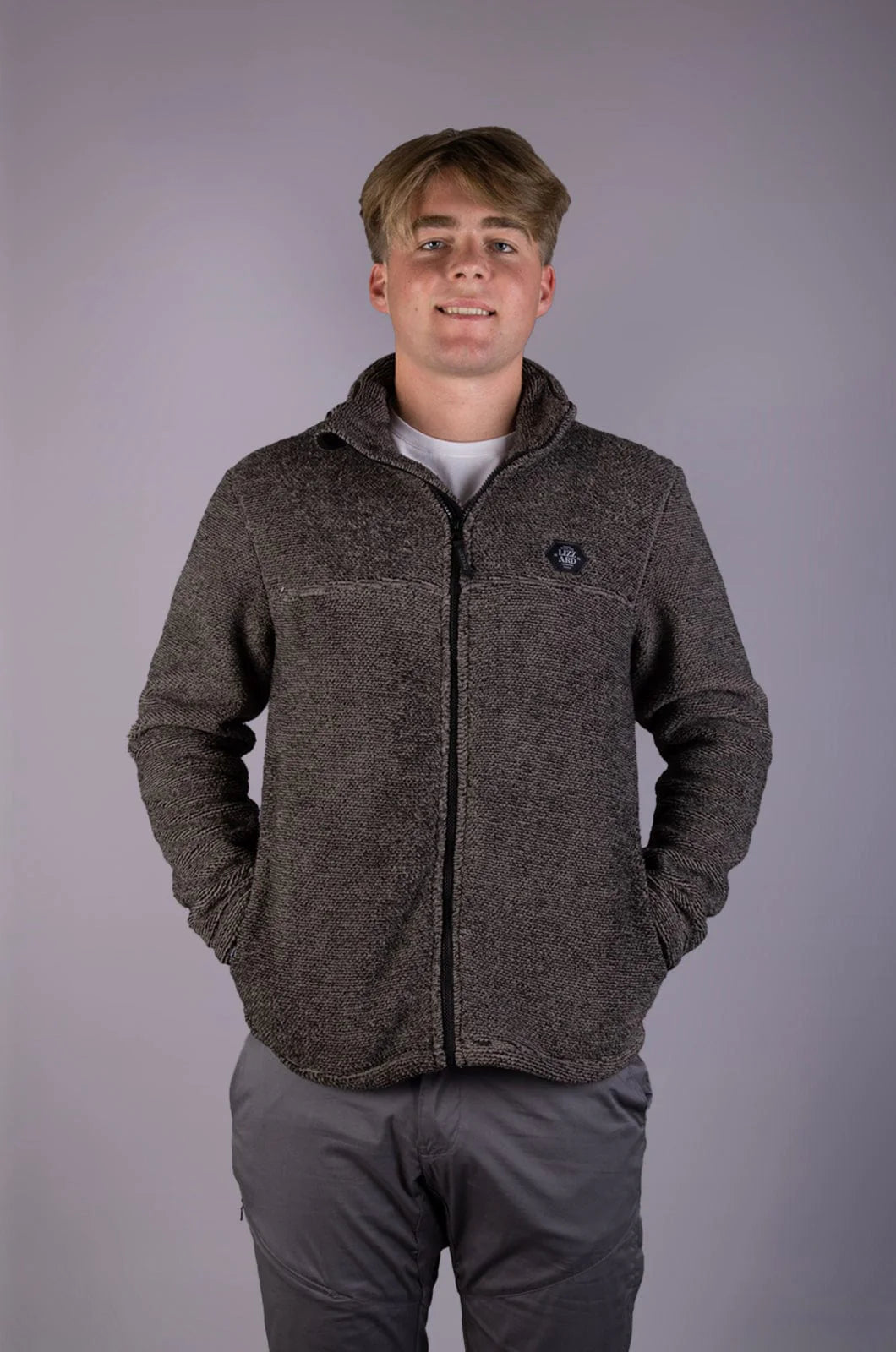 Jackton Zip Through Sweater in Black / Charcoal
