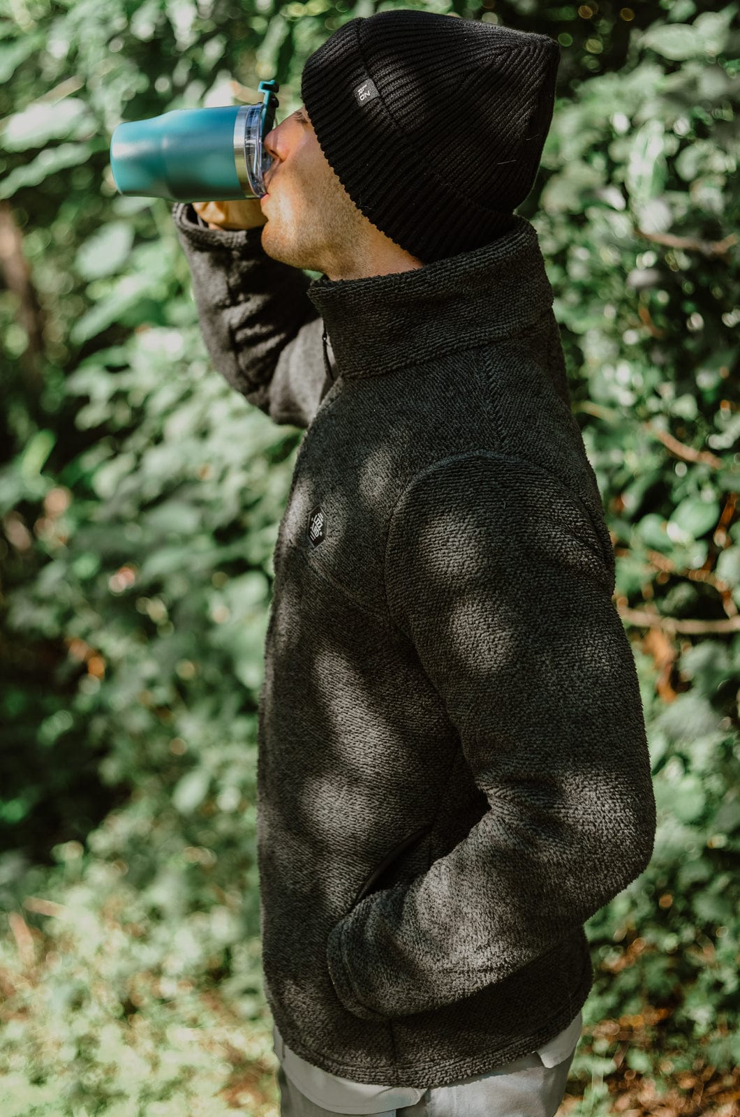 Jackton Zip Through Sweater in Black / Charcoal
