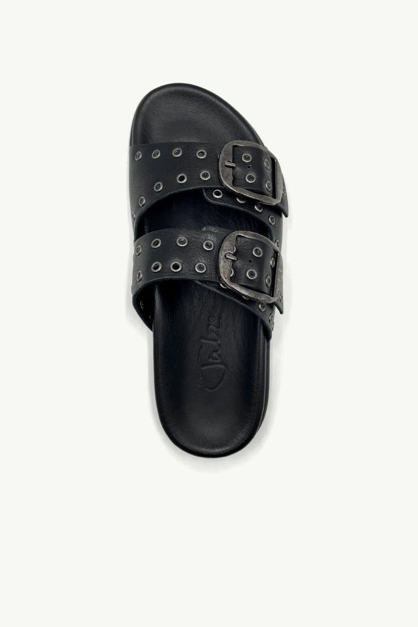 Halle Leather Sandal in Black