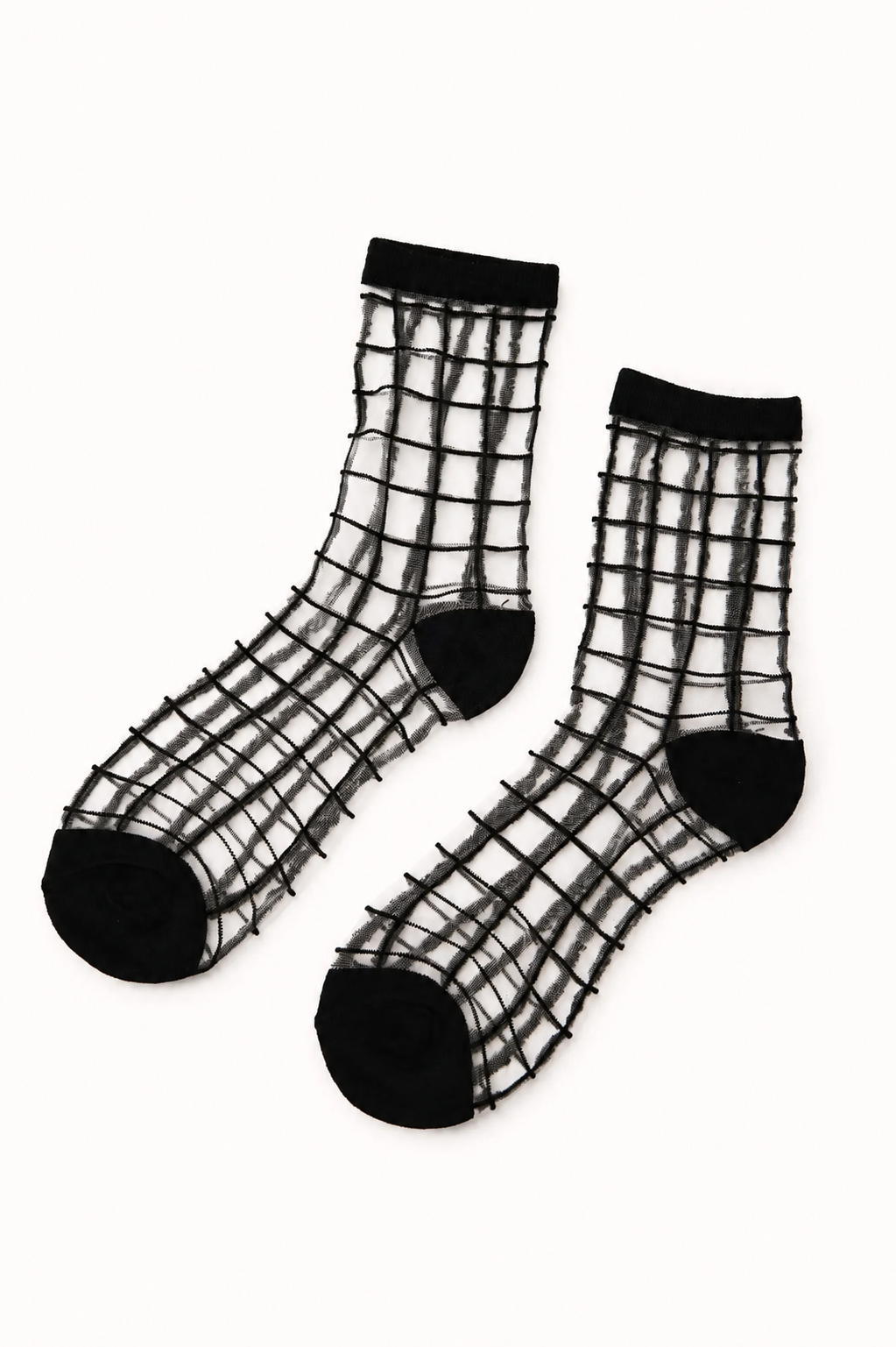 Grid Glam Sheer Socks in Black