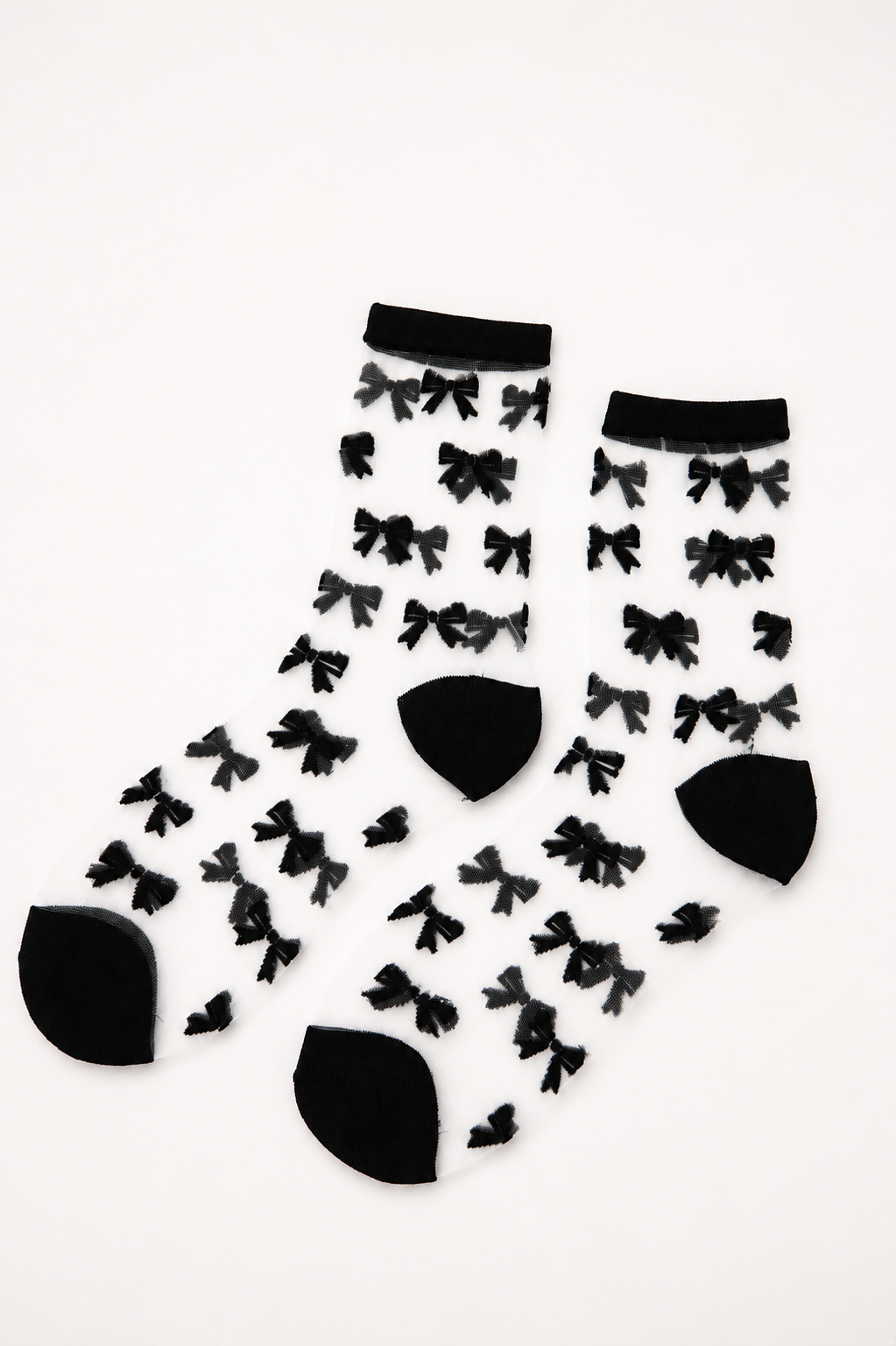 Petite Bows Sheer Socks in Black