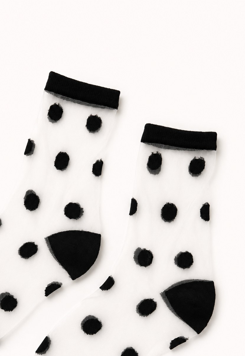 Bubble Dot Sheer Socks in Black