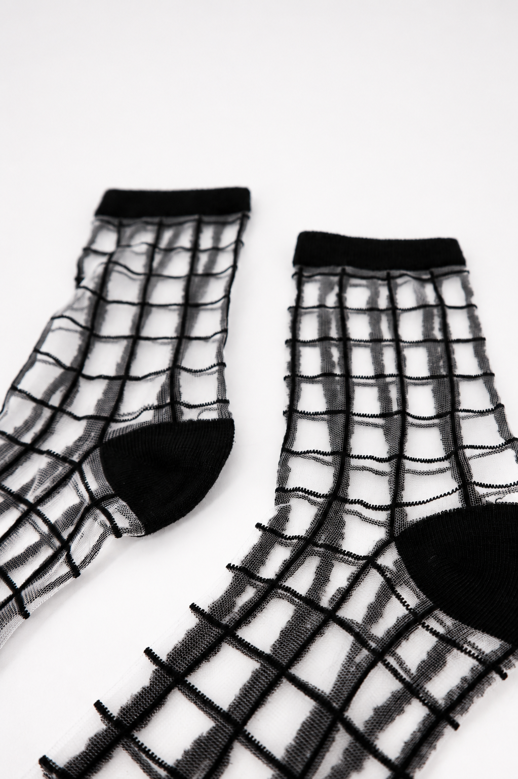 Grid Glam Sheer Socks in Black