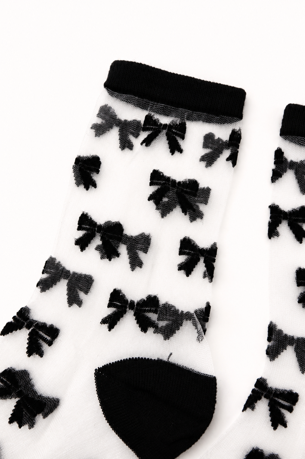 Petite Bows Sheer Socks in Black