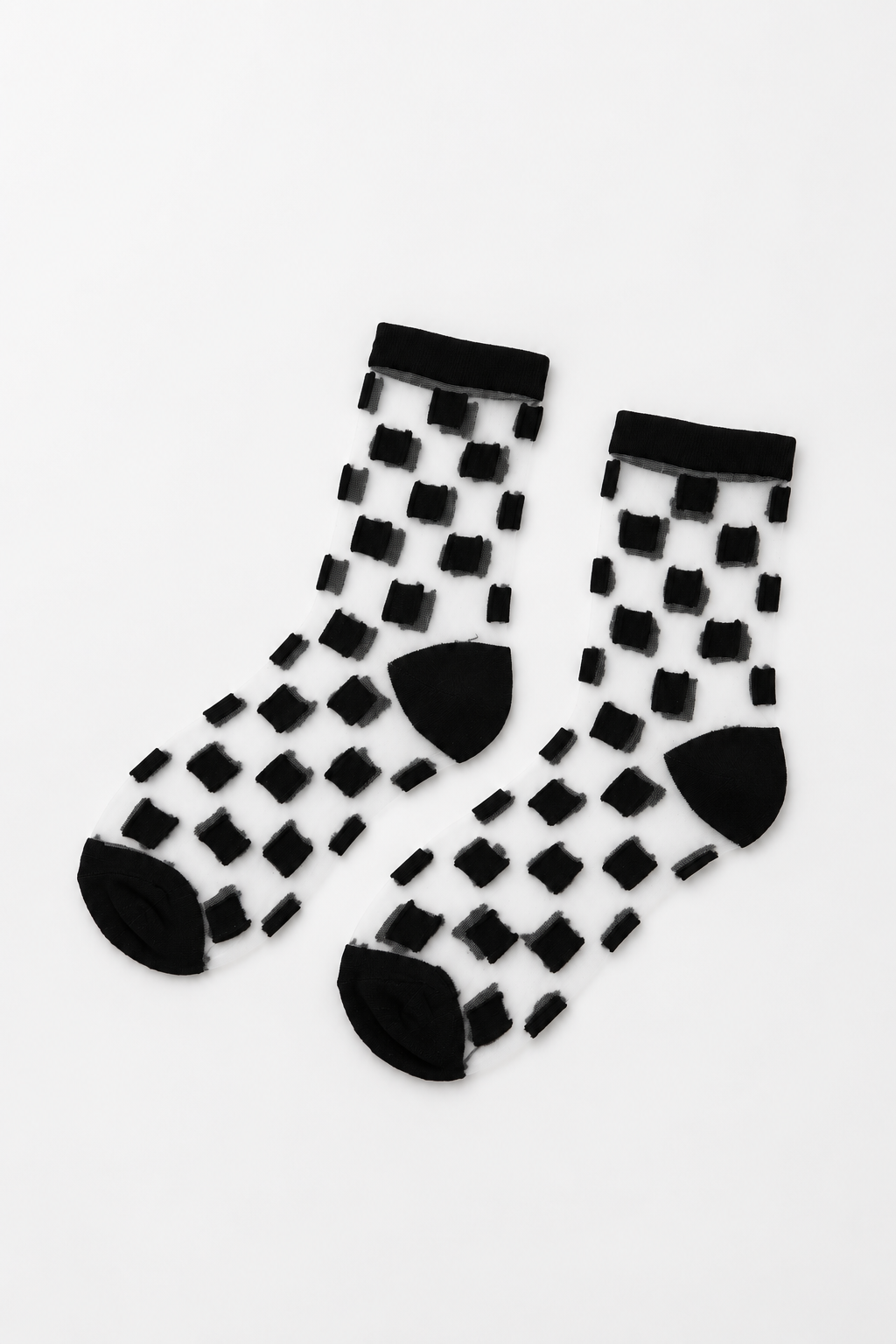Square Affair Sheer Socks in Black