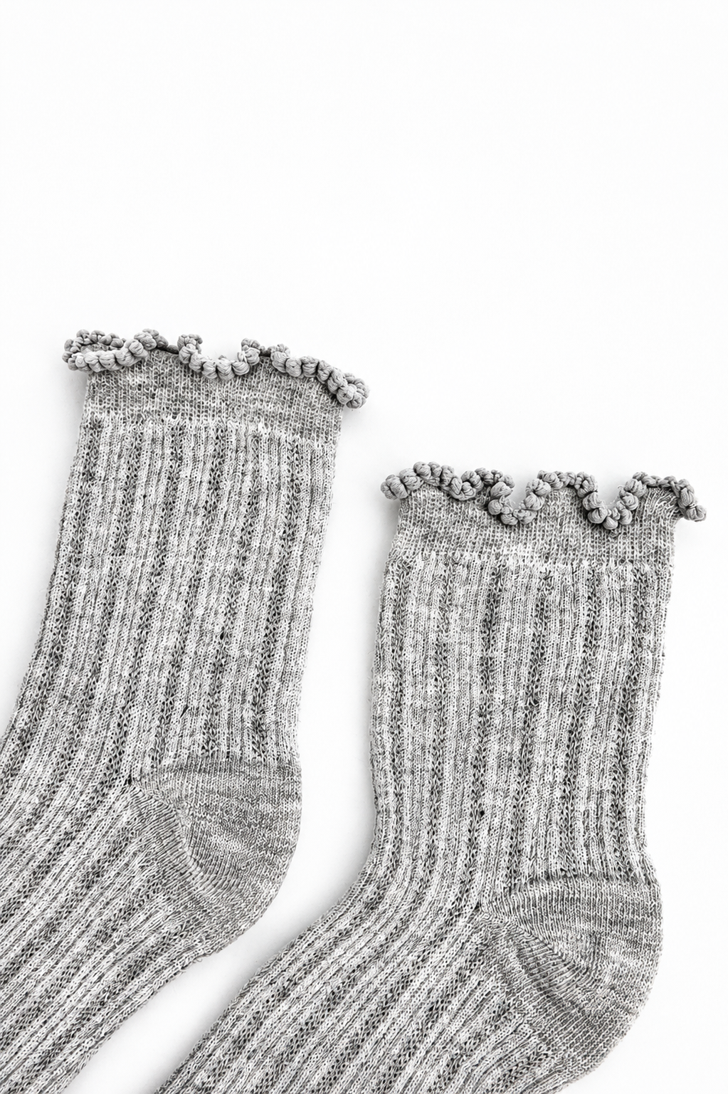 Ruffle Top Socks in Grey