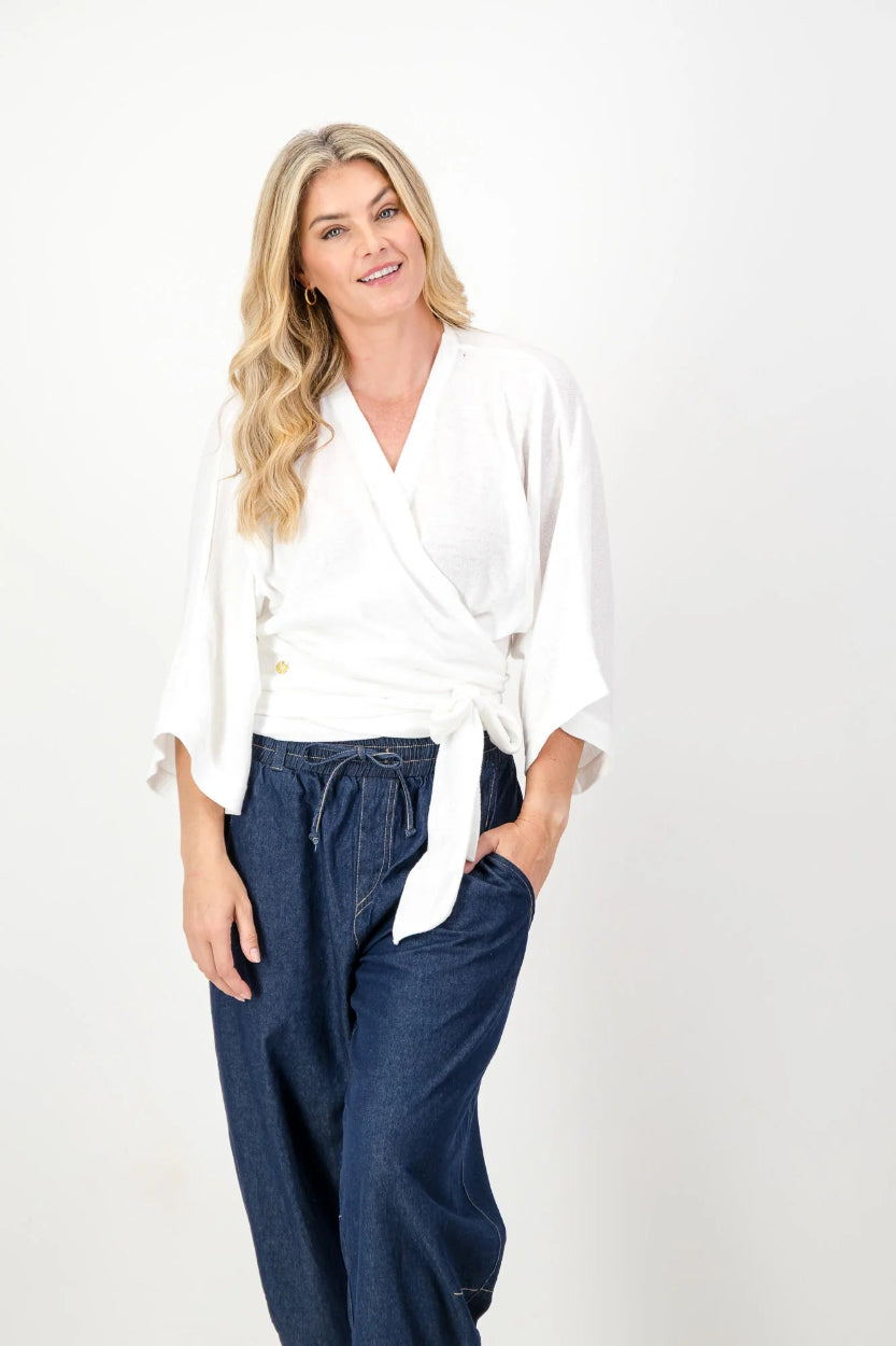 Hydra Cotton Wrap Knit in White