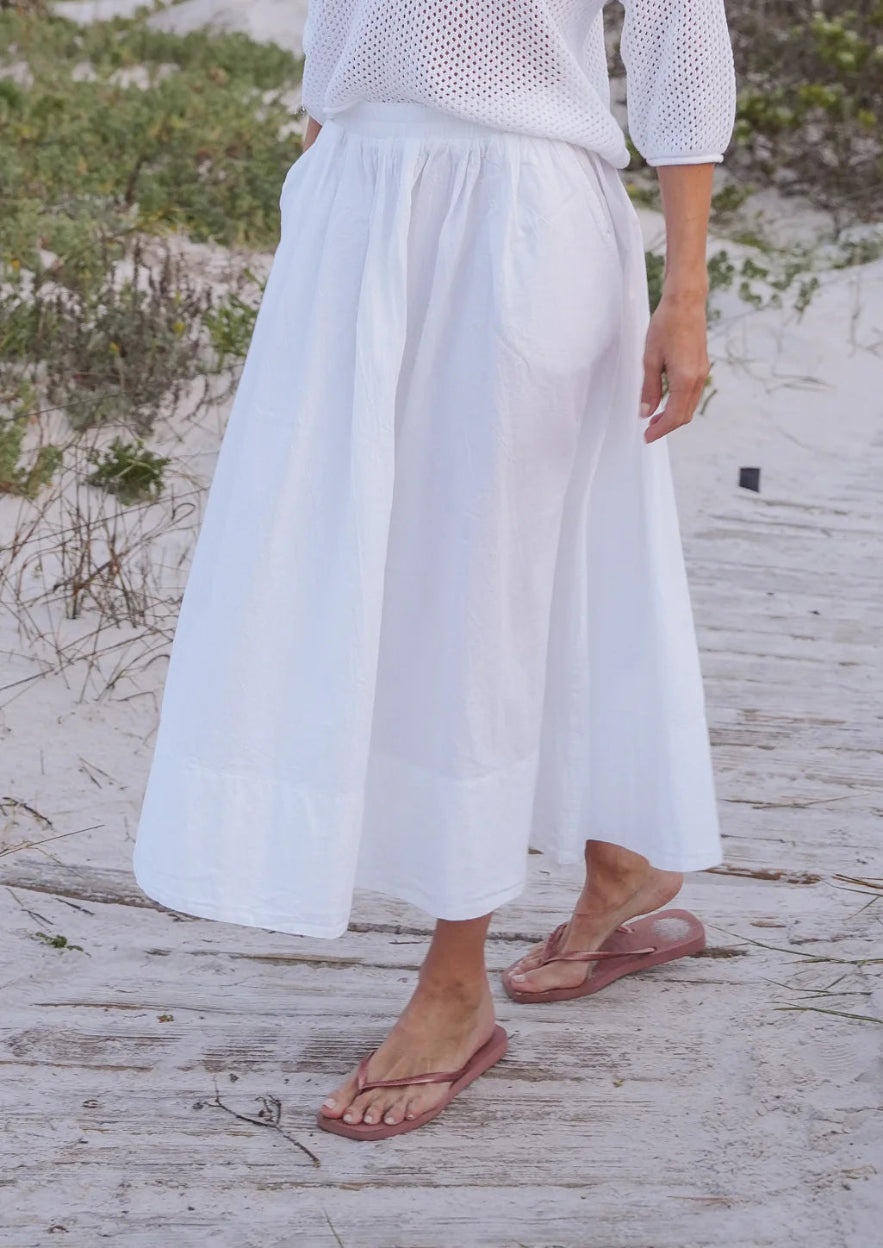 Lily Cotton Maxi Skirt in White