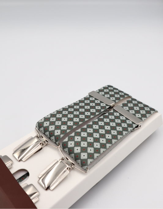 35mm 4 Clip Braces / Suspenders in Diamond Grey