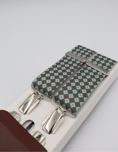 35mm 4 Clip Braces / Suspenders in Diamond Grey