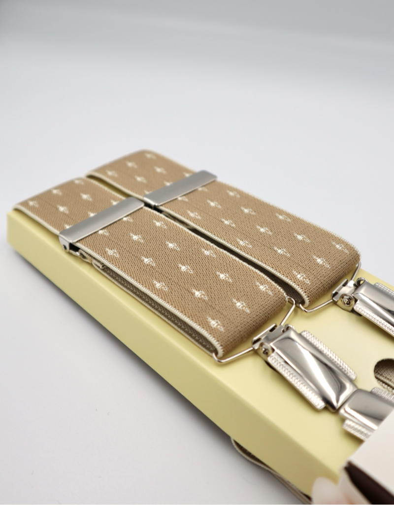 35mm 4 Clip Braces / Suspenders in Spotted Cream