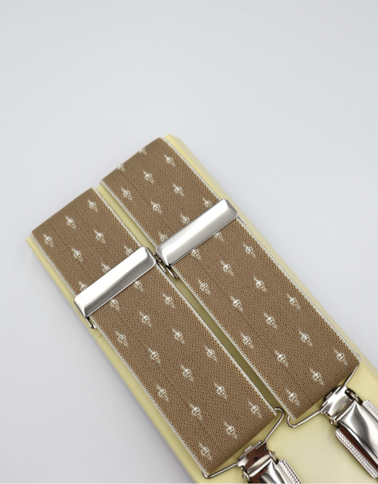 35mm 4 Clip Braces / Suspenders in Spotted Cream