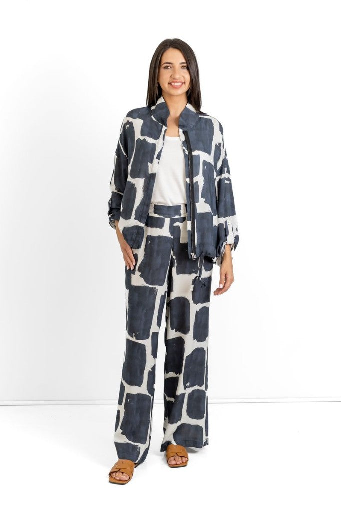 Kim Wide Leg Pant in Ink Impressions