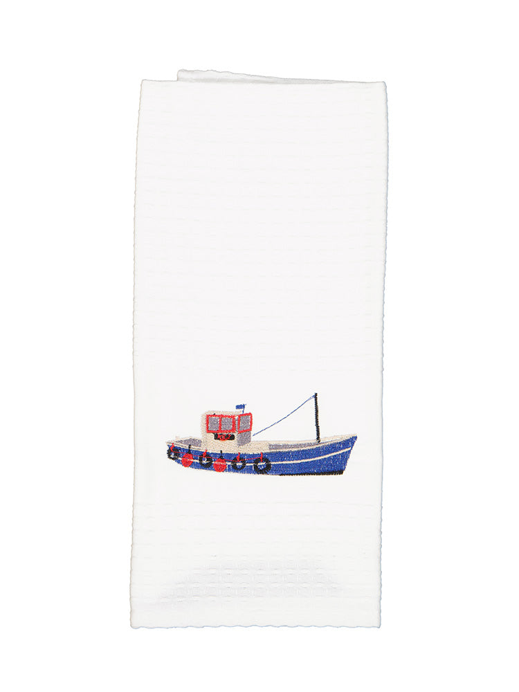 Fishing Boat Cotton Tea Towel