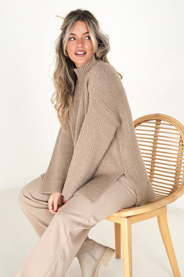 Tindall Turtle Neck Sweater in Taupe