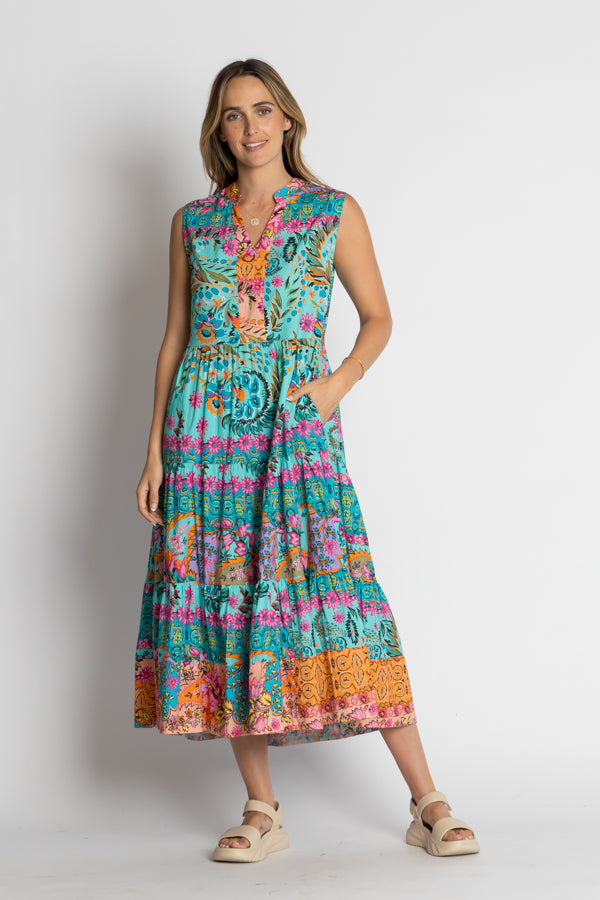 Ratana Cotton Midi Dress in Lagoon