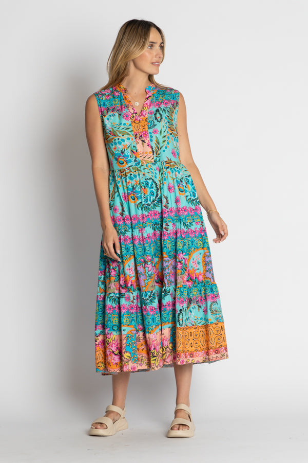Ratana Cotton Midi Dress in Lagoon