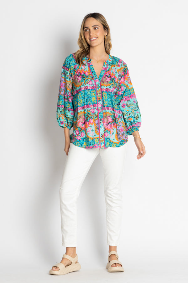 Ratana Cotton Shirt in Lagoon