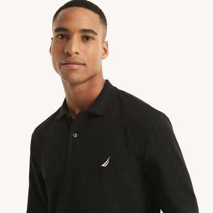 Long Sleeve Classic Polo Golfer in Black