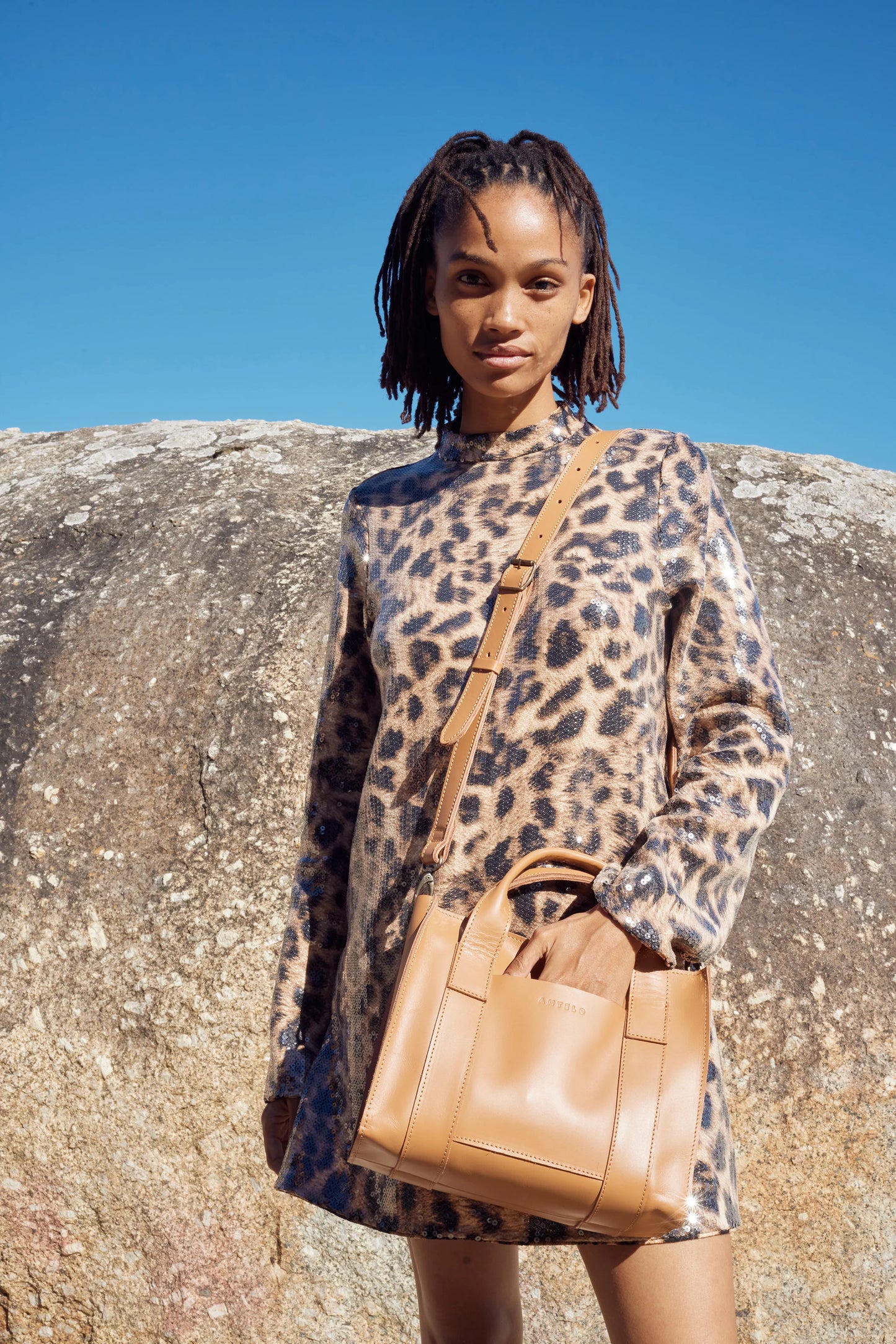 Noa East-West Medium Crossbody Shopper in Almond Tan