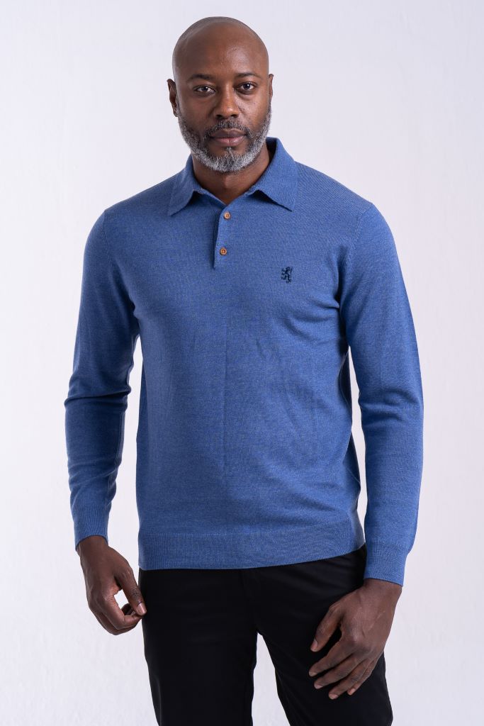 Gary Merino Golfer Sweater in Blue