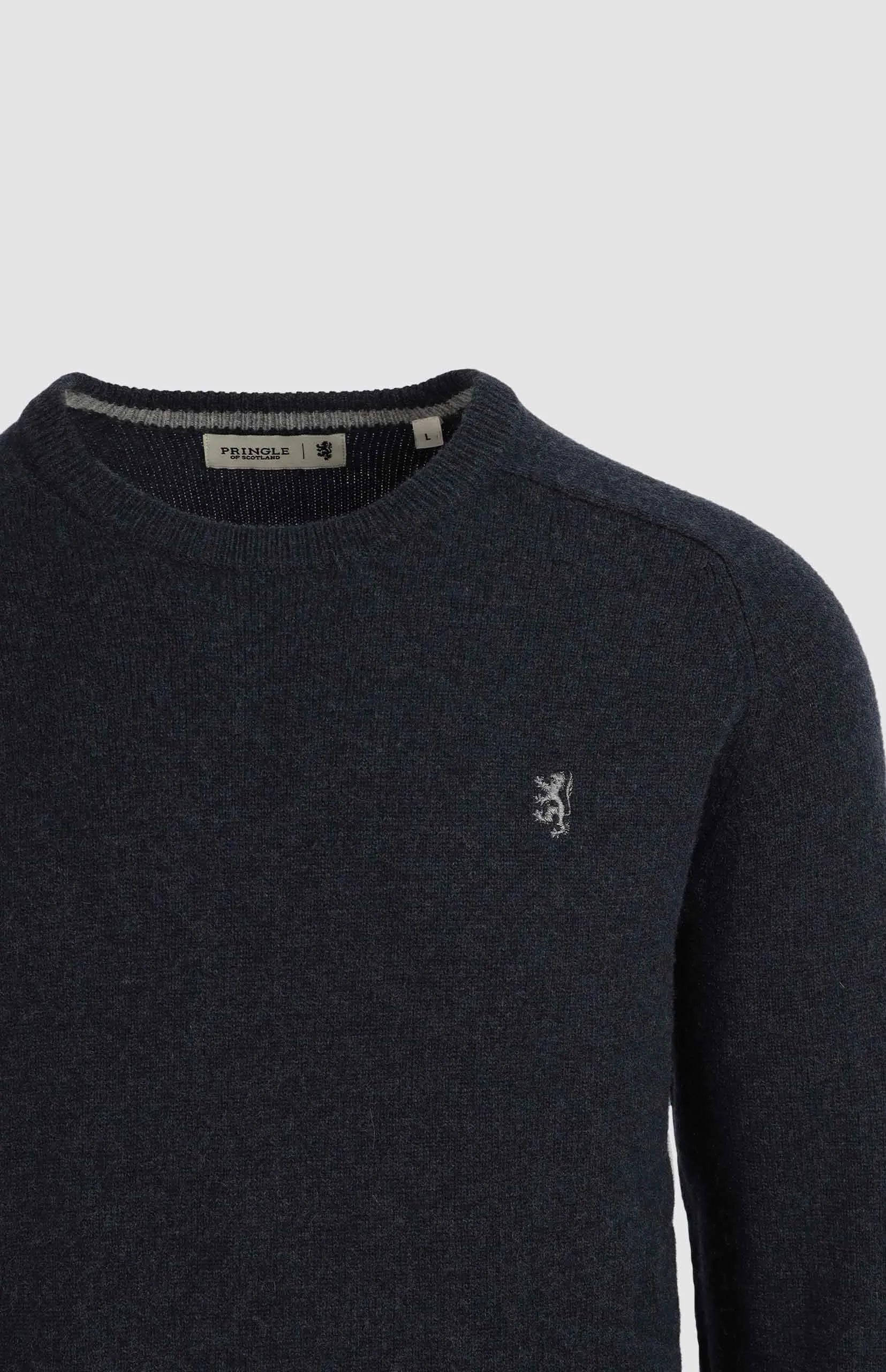 Johnson Lambswool Crew Sweater in Navy