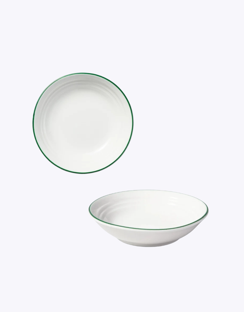 Basics Edge Rim Round Sauce Dish in White / Green / 9.5cm