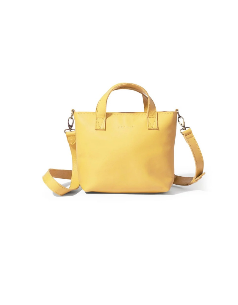 Zazi Petite Leather Crossbody in Sunwashed Yellow