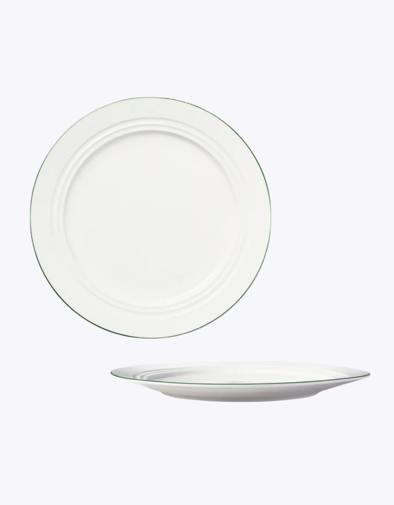 Basics Edge Rim Entree Plate in White / Green / 23cm